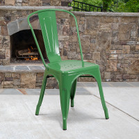 Flash Furniture CH-31230-GN-GG Green Metal Indoor-Outdoor Stackable Chair